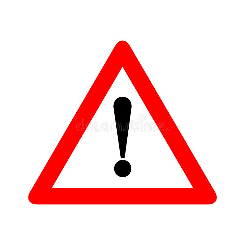 Red triangle caution warning alert sign vector illustration, isolated on white background. Be careful, do not, stop