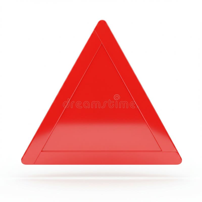 Red triangular object, likely a three-dimensional geometric model, displayed against a vector illustration