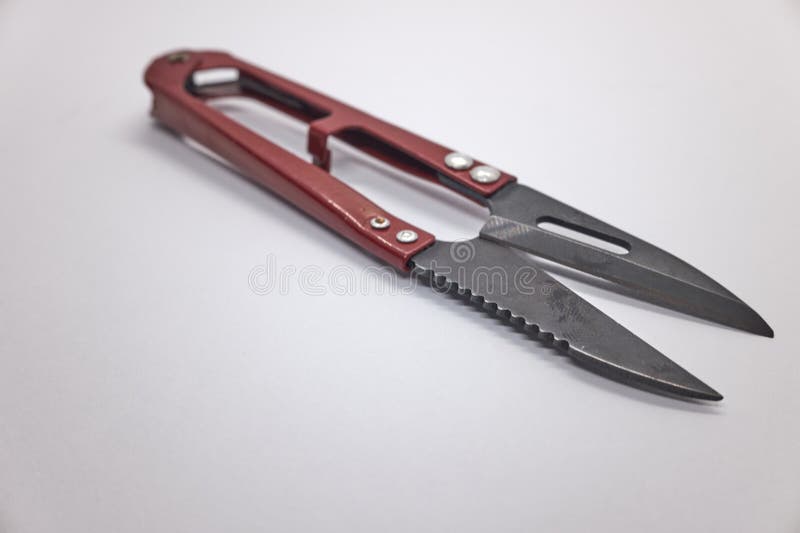 Red Trimming Scissors Nippers U Shape Clippers Sewing Thread in White