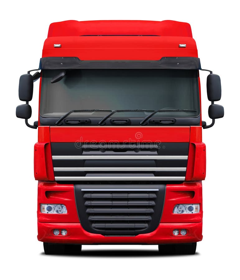 Red truck front view. royalty free stock images