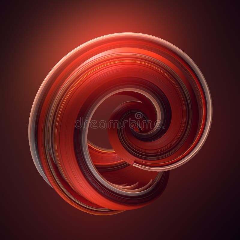Red twisted shape. Computer generated abstract geometric 3D render illustration royalty free illustration