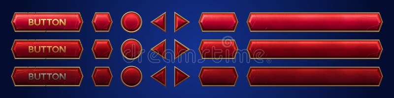 Red ui vector button animation for game interface stock illustration