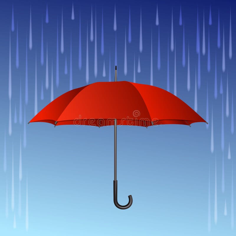 Red umbrella and rain drops