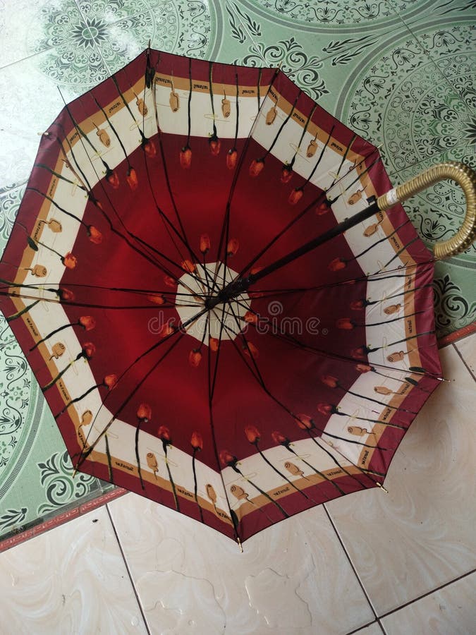 Red Umbrella on the Tiled Floor Stock Image Image of tiled, textile