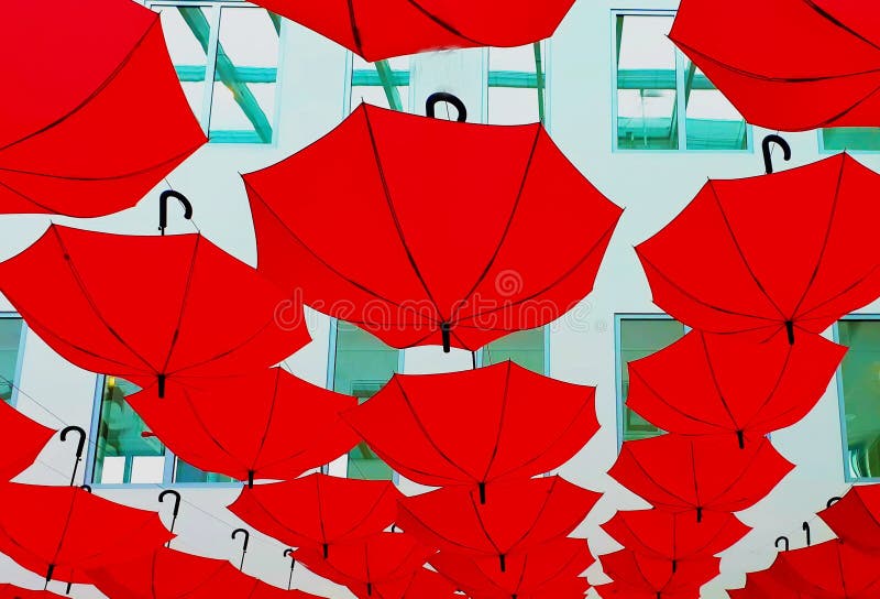Red Umbrellas Background Concept Abstract Stock Photo Image of