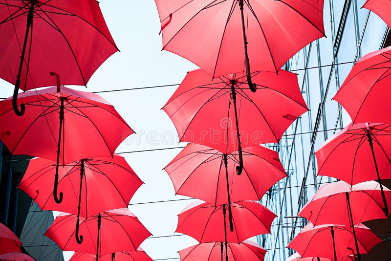 Red umbrellas editorial image. Image of concept, group 100792780