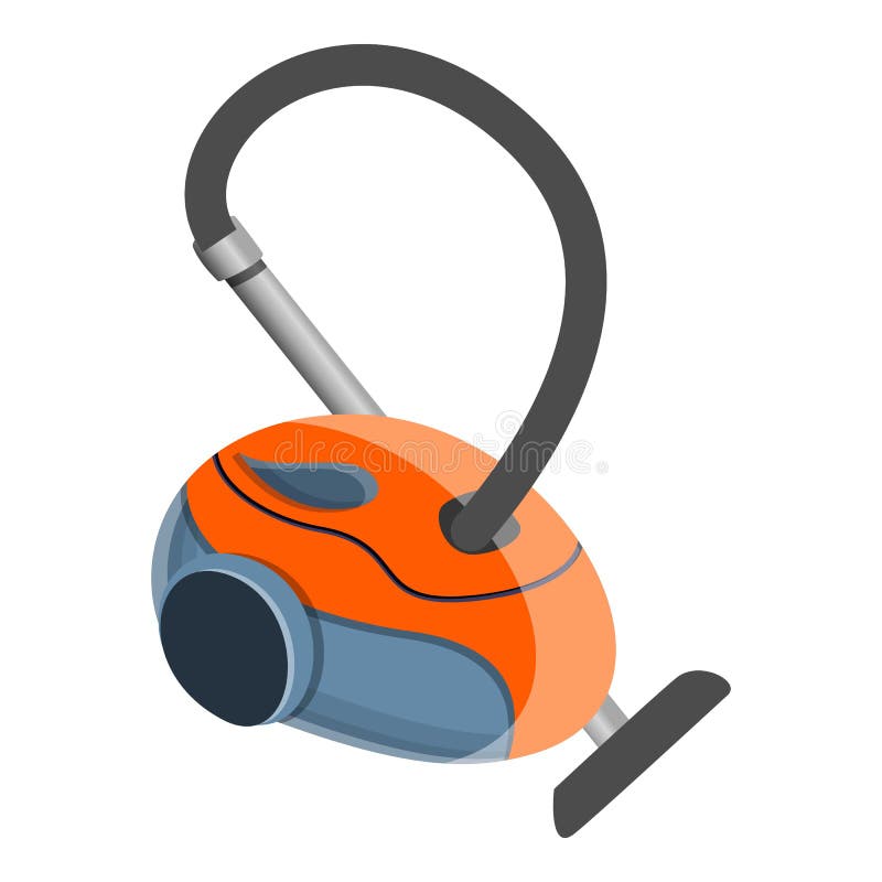 Electric Broom Vector Vacuum Cleaner Red Equipment Icon. Housework