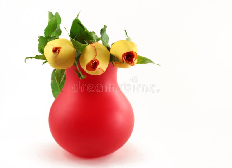 Red vase with roses