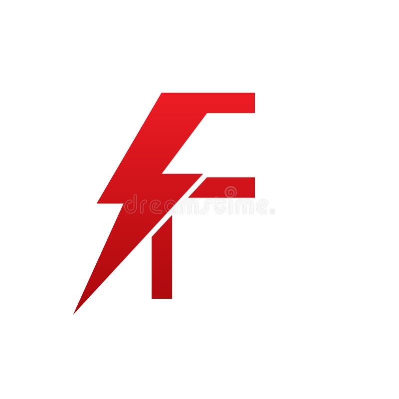 Red Vector Bolt Electric Letter F Logo Stock Illustration ...