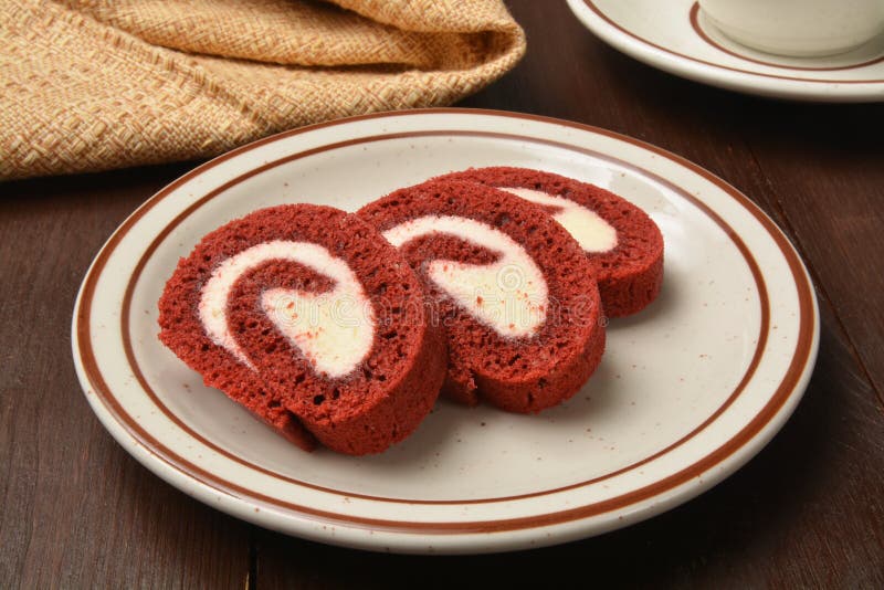 Red velvet cake roll stock photos