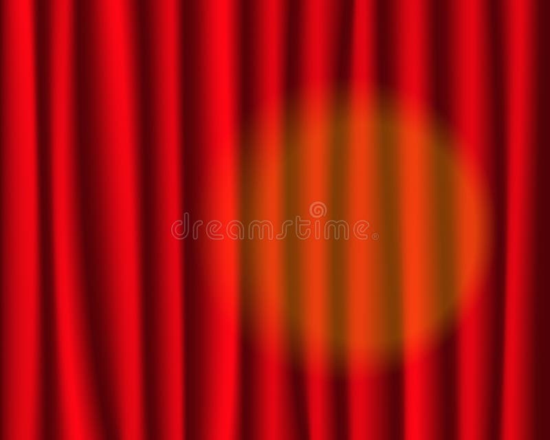 Red Velvet Movie Curtains with Spotlight Stock Vector Illustration of