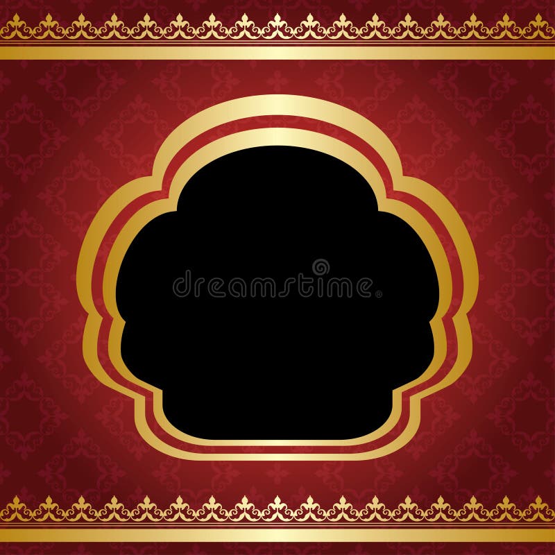 Red Vintage Vector Background with Golden Frame Stock Vector Illustration of tally, background
