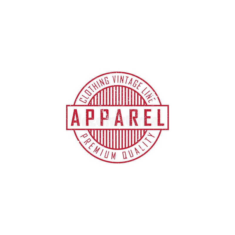 Red Vintage Stamp Logo in Red Circle Applied for the Fabric and Fashion