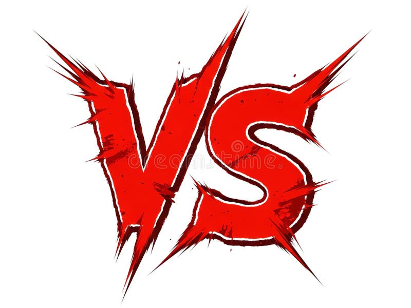 A dynamic red versus (VS) logo, featuring sharp, spiky, and grunge elements, perfect for illustrating competition, battle, or comparison themes in various media projects. Logo comparison vectors