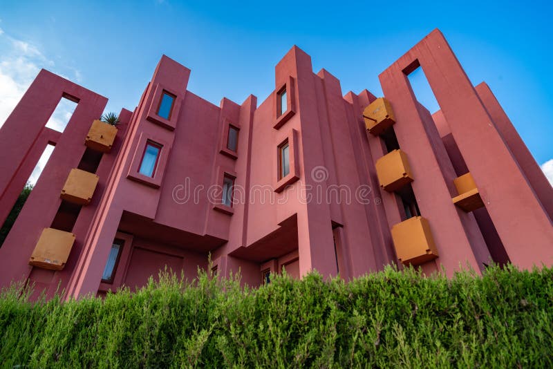 Red Walls of La Muralla Roja building in Calpe, Spain