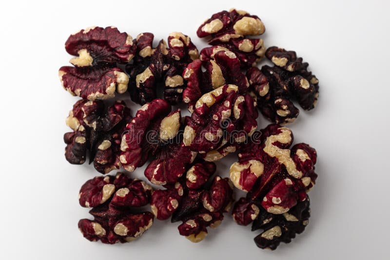 Red Walnuts on a White Background Stock Photo - Image of vegetarian