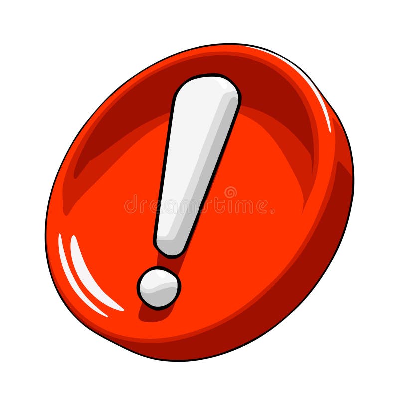 Red warning sign with exclamation mark inside, three-quarter view royalty free illustration