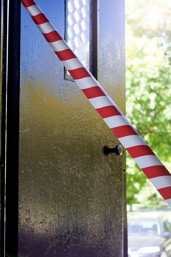 Red Warning Tape on the Door, No Entry Stock Photo Image of symbol