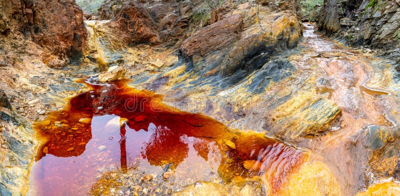 Red Water in Rio Tinto River Birth Huelva Spain Stock Image Image