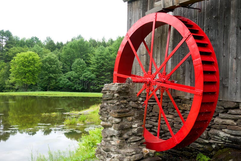 Red Water Wheel Mill Building and Pond Vermont