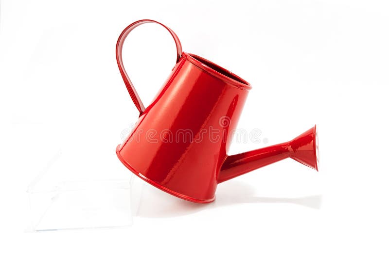 Red Watering Can Isolated On White Background. Stock Image - Image of ...