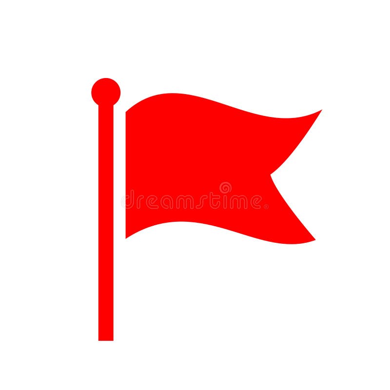 Red Waving Flag Vector Icon Stock Vector - Illustration of mark