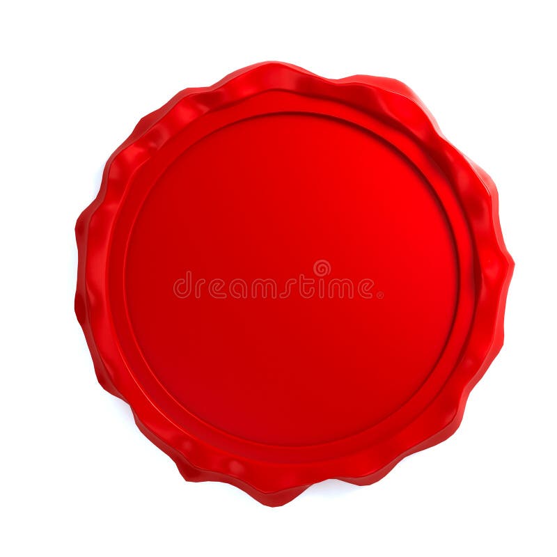 Red wax seal over white background