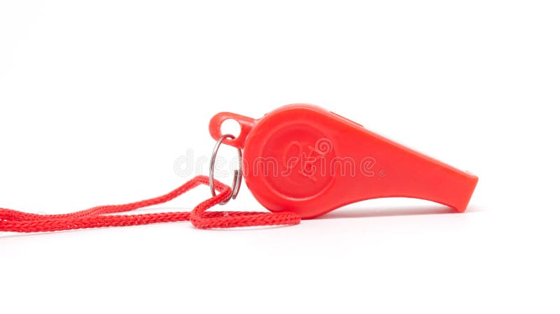 Red whistle with a rope