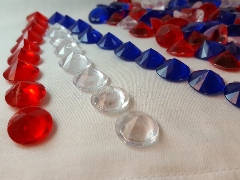 Red, white and Blue Gem-shaped plastic sequences