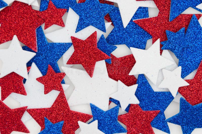 Red, white and blue glitter stars background