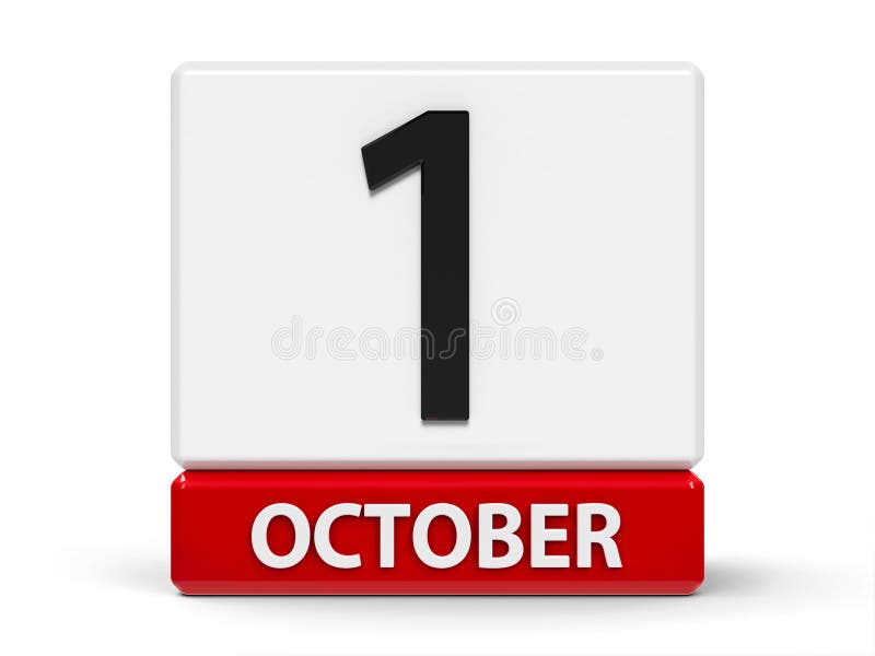 Cubes calendar 1st October stock illustration. Illustration of remember