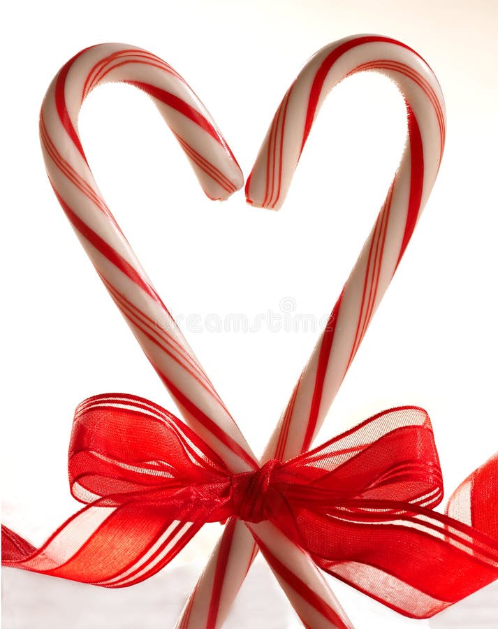 Red and white candy canes shaped like a heart