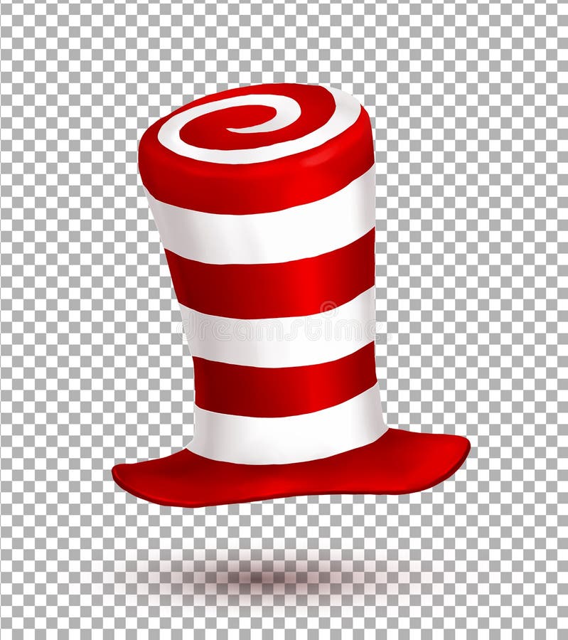 Red and white colors stripes realistic vector carnival hat