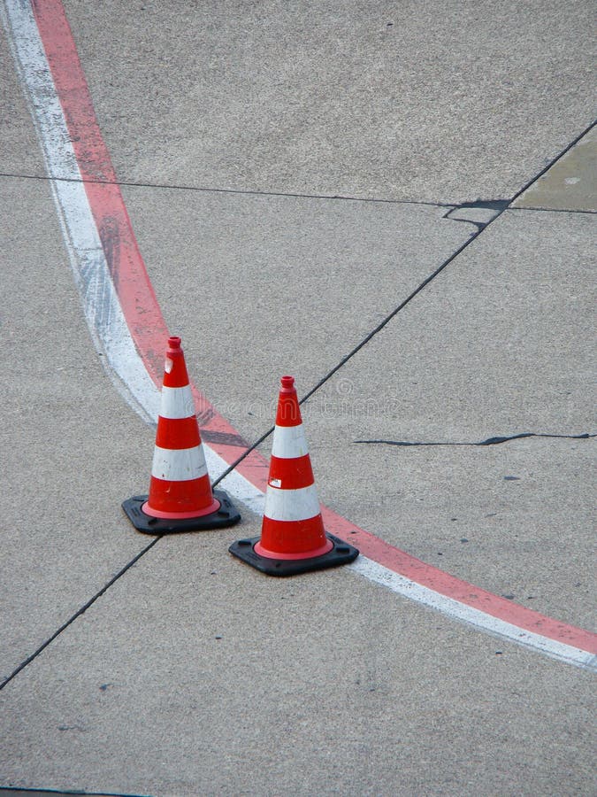 Redwhite Cones with Redwhite Line Stock Photo Image of line