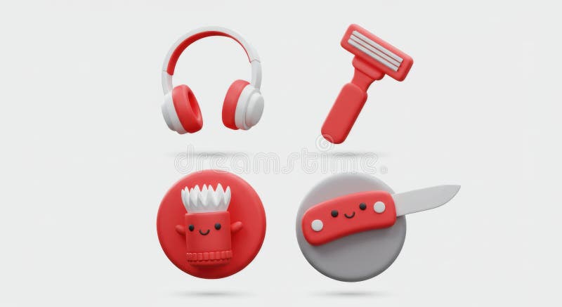 Red and white cute tools set illustration vector illustration
