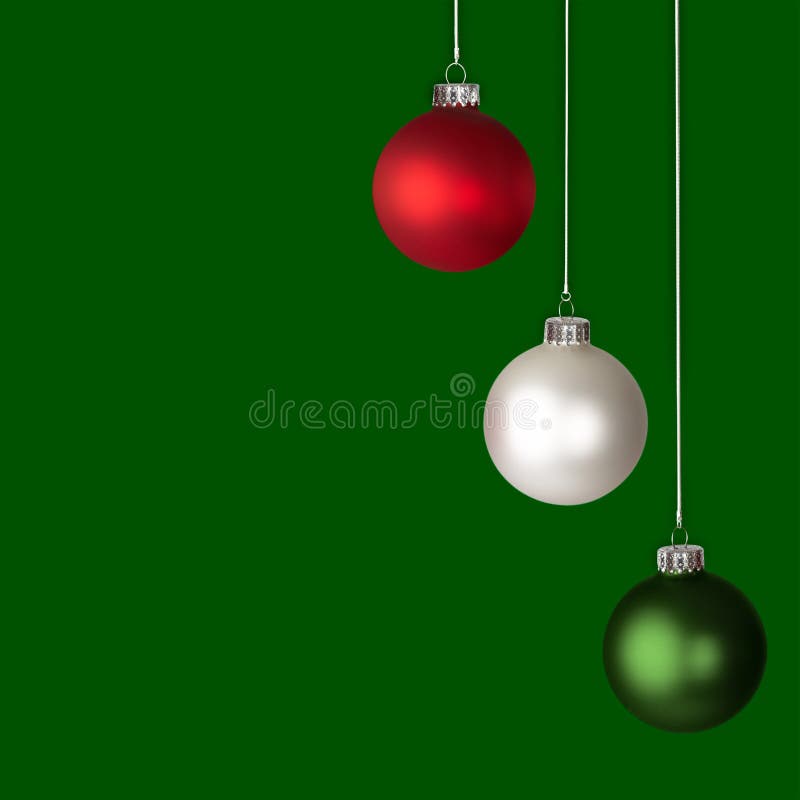 Red, White and Green Christmas Ornaments Isolated