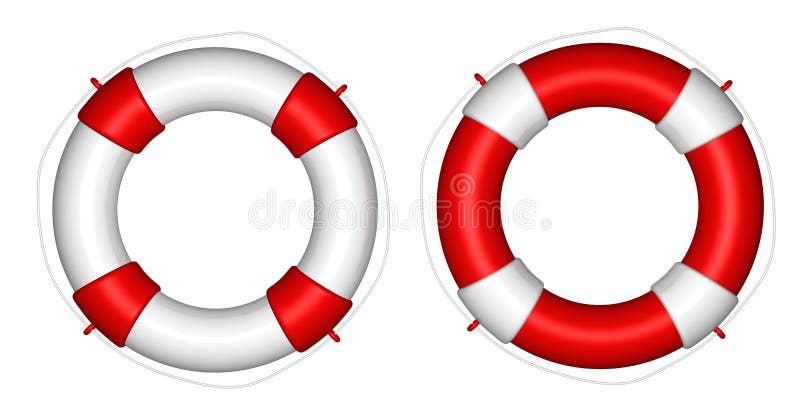 Red and white life buoy