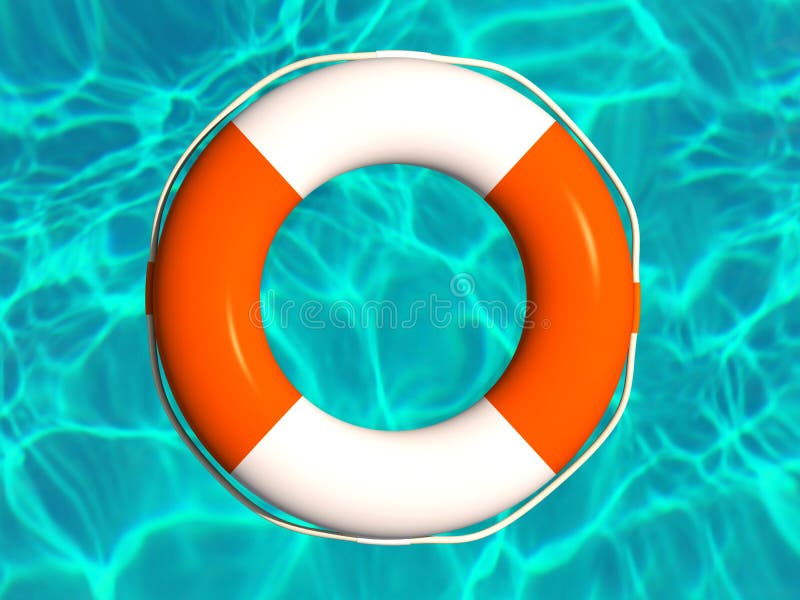 Red and white lifebuoy in water