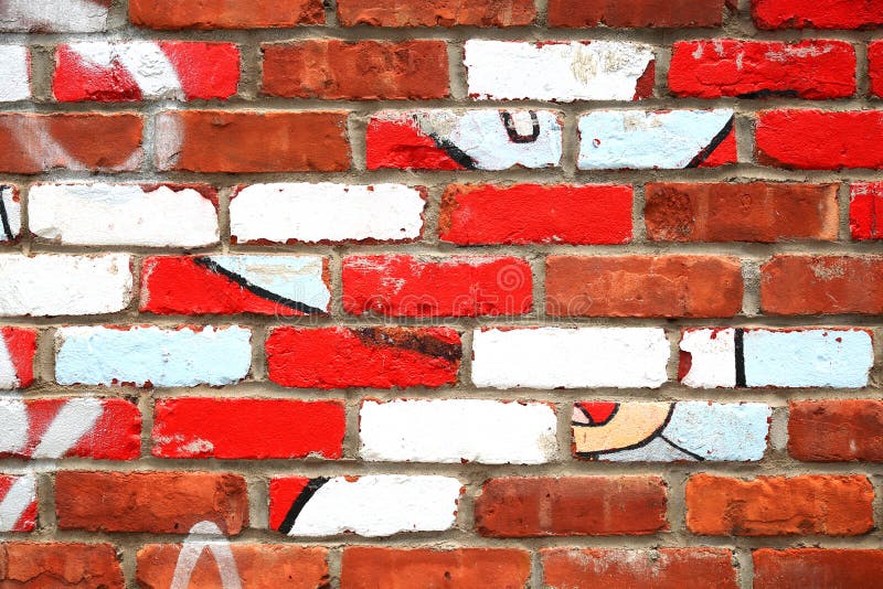 Red and White Peint Brick Wall Stock Photo Image of brick, navy