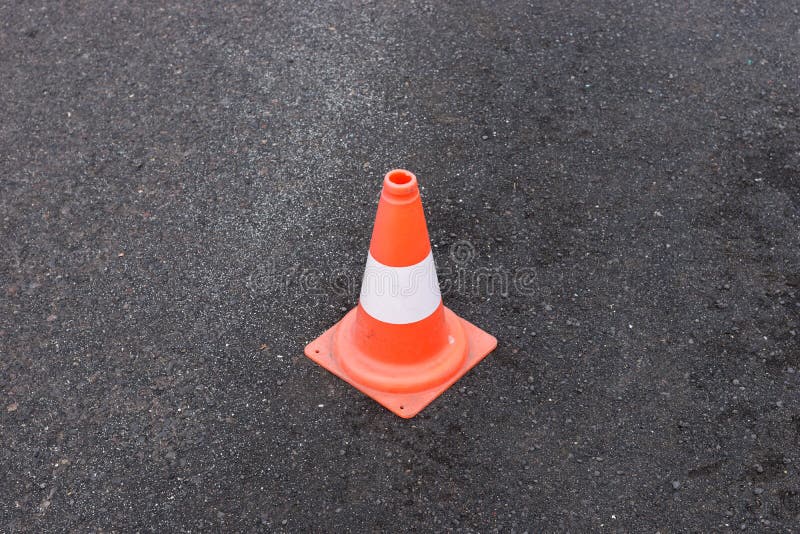 Red White Road Car Safety Cone on Asphalt Stock Photo Image of cone