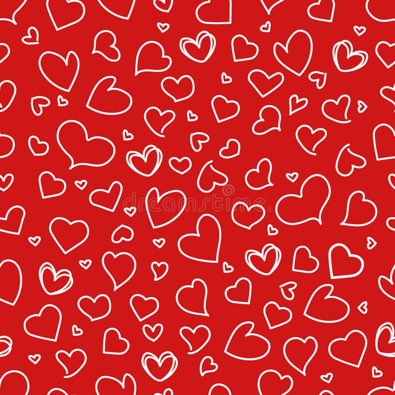 Red white seamless pattern with hearts stock illustration