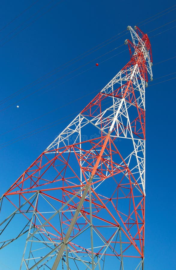 Look at the two plastic balls on the wires. Camera: Nikon D50. Red pylons stock images, royalty-free photos and pictures