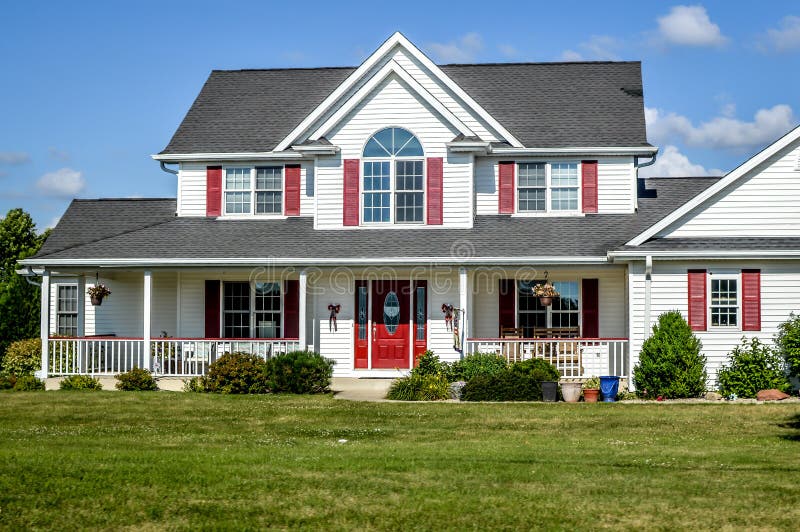 Red and White Two Story House