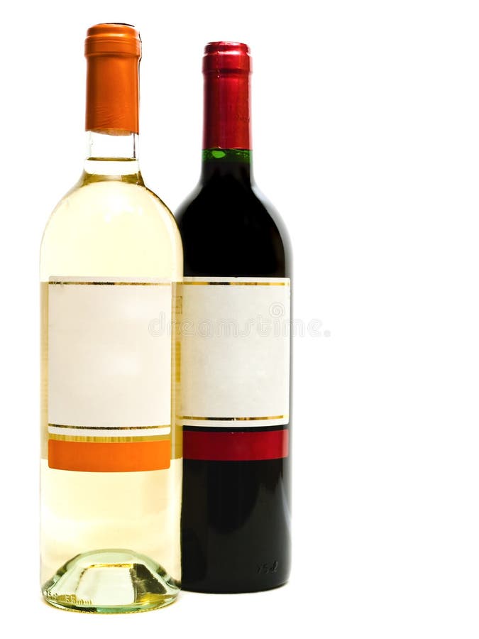 Red and white wine bottles stock image. Image of blank 4474507