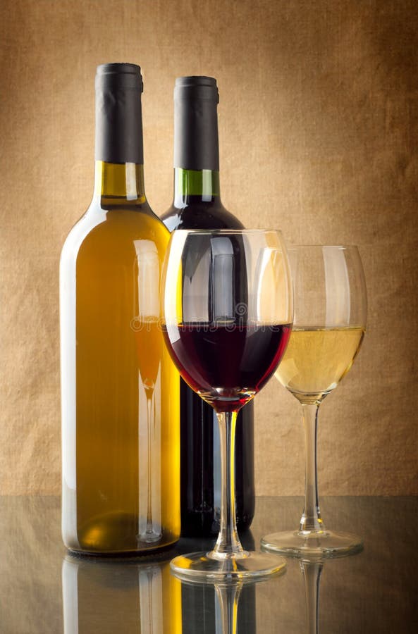 Red and White Wine with Grapes Stock Image Image of chardonnay