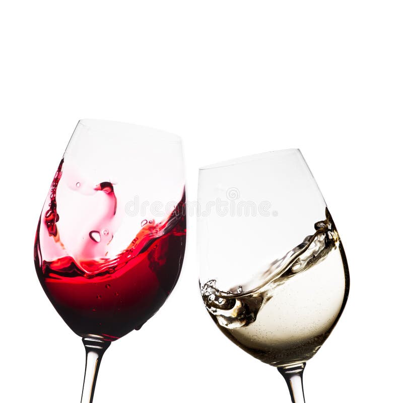 Red and white wine glasses