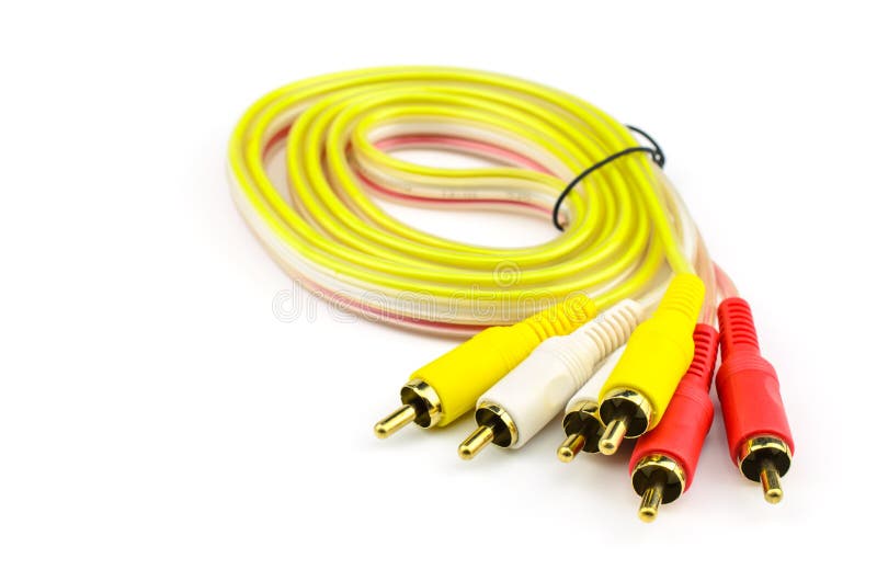 Red, White And Yellow Male Cinch Plugs, Stock Image Image of cord