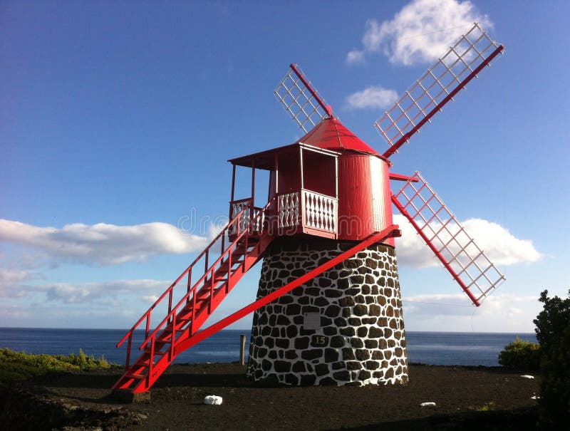 Red Windmill in Azores