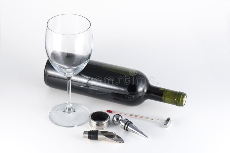 Red Wine Bottle and Accessories Stock Image Image of equipment