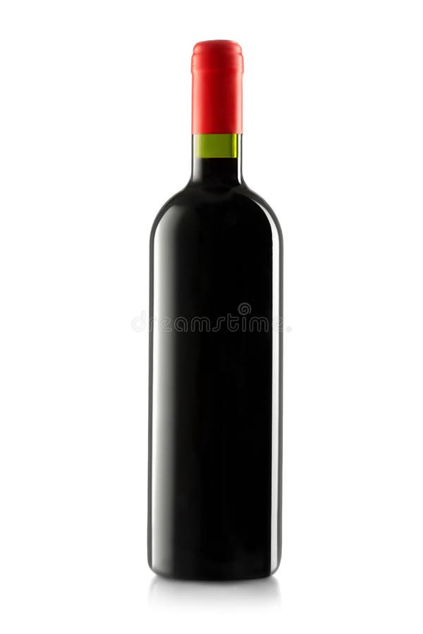 Red Wine and a Bottle Isolated on White Stock Image Image of french